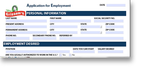 Employment Application Sample